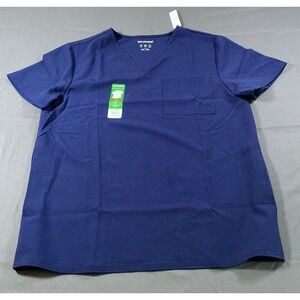 Scrubstar Premium Scrubwear V-Neck Scrub Top Indigo Blue WM03T921 Womens Medium